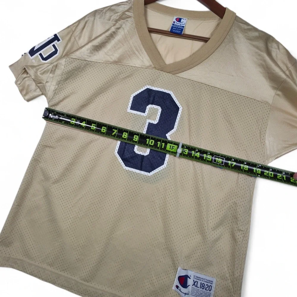 VTG 90s Champion Notre Dame Jersey Youth XL 18-20 Gold Mesh Made in USA #3 Irish